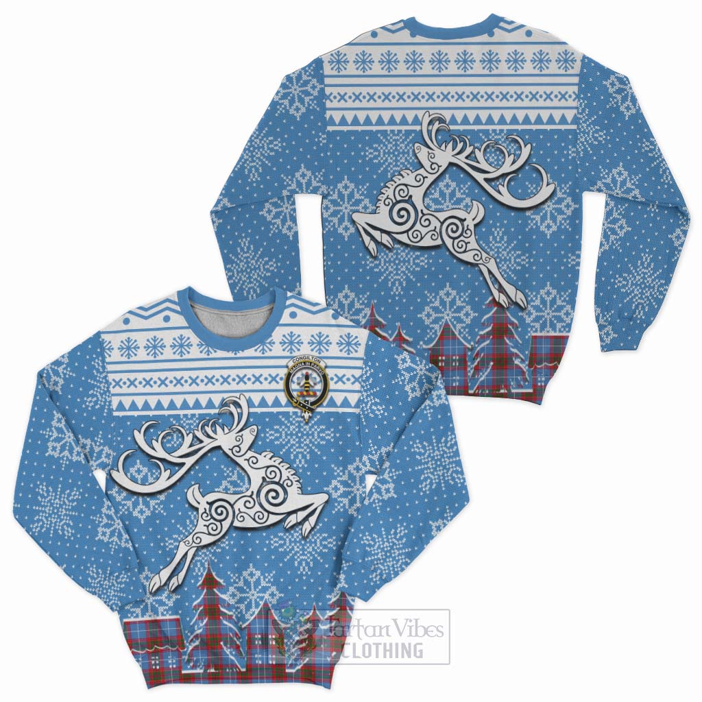 Congilton Clan Christmas Sweatshirt Celtic Reindeer Style Unisex - Tartan Vibes Clothing