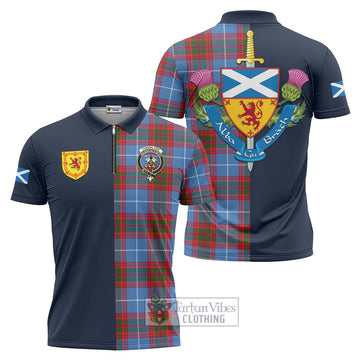 Congilton Tartan Zipper Polo Shirt Alba with Scottish Lion Royal Arm Half Style Unisex - Tartan Vibes Clothing