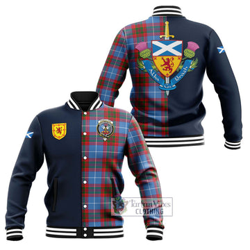 Congilton Tartan Baseball Jacket Alba with Scottish Lion Royal Arm Half Style Unisex - Tartan Vibes Clothing