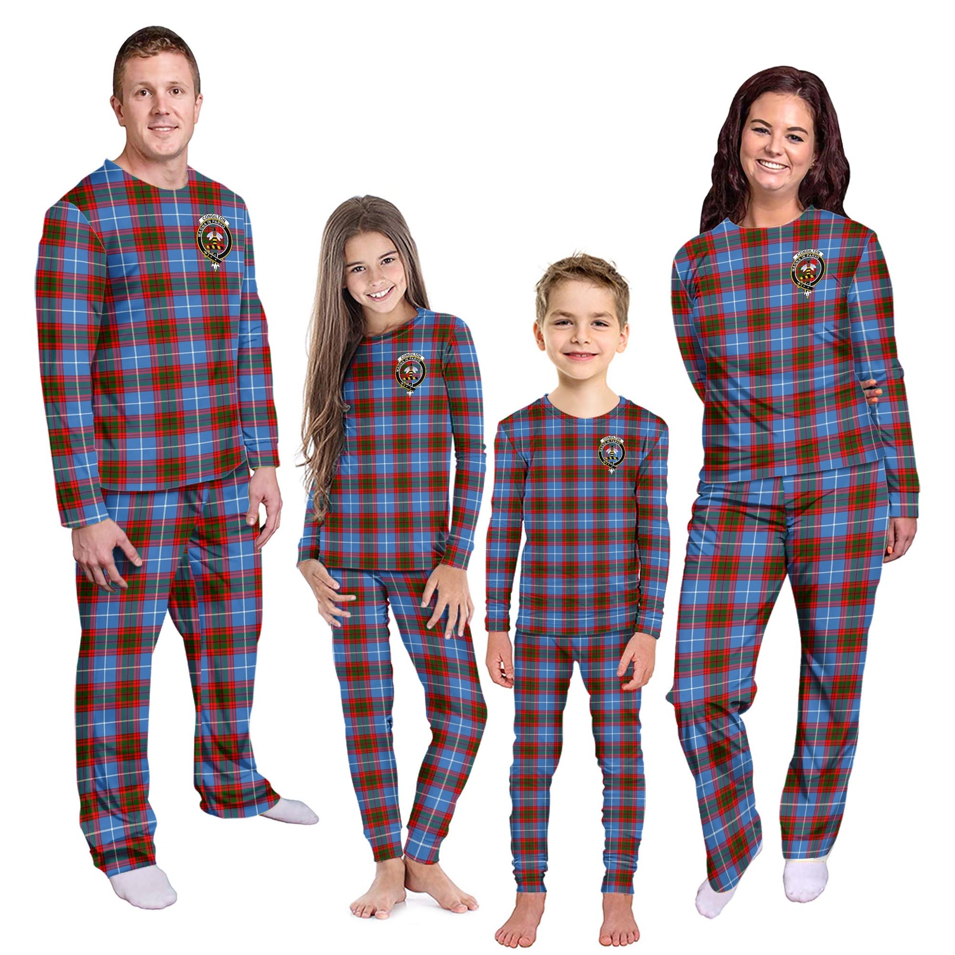 Congilton Tartan Pajamas Family Set with Family Crest Kid - Tartan Vibes Clothing