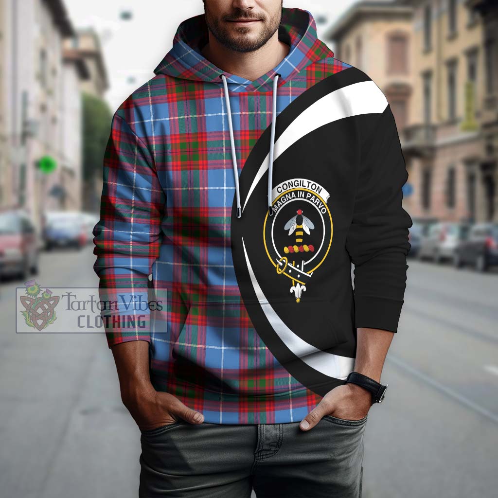 Congilton Tartan Hoodie with Family Crest Circle Style Zip Hoodie - Tartan Vibes Clothing