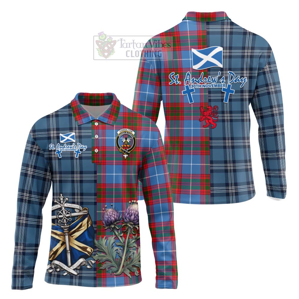 Congilton Tartan Long Sleeve Polo Shirt Happy St. Andrew's Day Half Tartan Style Unisex - Tartan Vibes Clothing