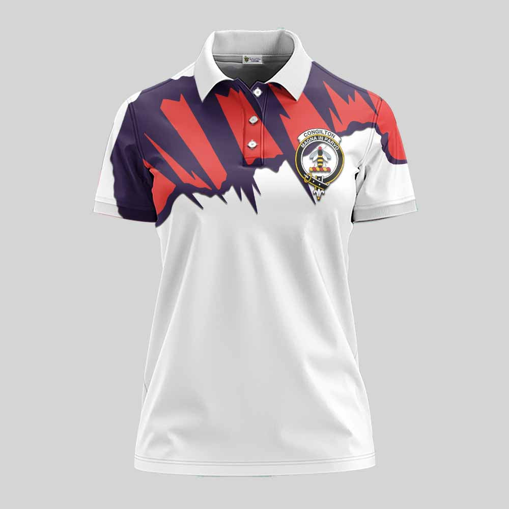 Congilton Clan Crest Women's Polo Shirt with Retro Sport Style Women - 2D-tartanvibesclothing