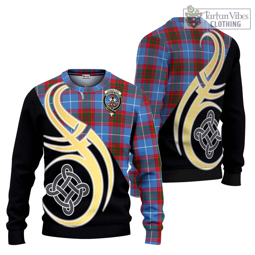 Congilton Tartan Ugly Sweater with Family Crest and Celtic Symbol Style Unisex - Tartan Vibes Clothing