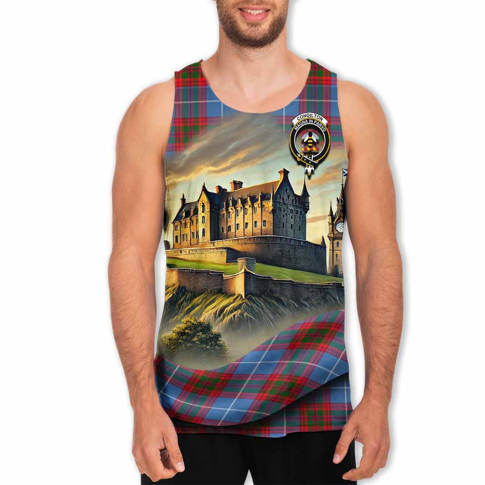 Congilton Tartan Family Crest Men's Tank Top with Scottish Ancient Castle Style Men - Tartan Vibes Clothing