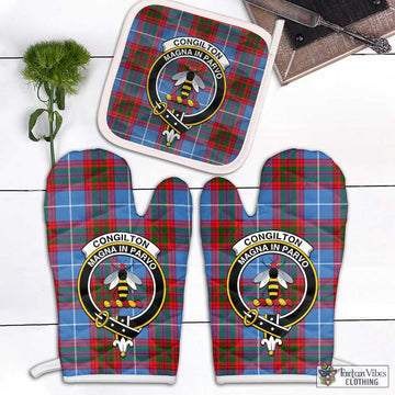 Congilton Tartan Combo Oven Mitt & Pot-Holder with Family Crest Combo 2 Oven Mitt & 1 Pot-Holder Black - Tartan Vibes Clothing