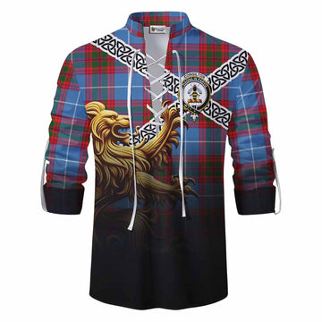 Congilton Crest Tartan Ghillie Kilt Shirt with Golden Lion Emblem Celtic Style Men - Tartan Vibes Clothing