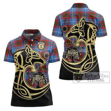 Congilton Tartan Women's Polo Shirt with Family Crest Celtic Wolf Style Women - Tartan Vibes Clothing