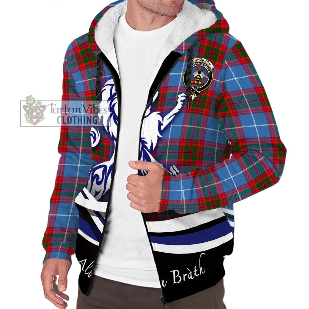 Congilton Tartan Sherpa Hoodie with Alba Gu Brath Regal Lion Emblem Unisex S - Tartan Vibes Clothing