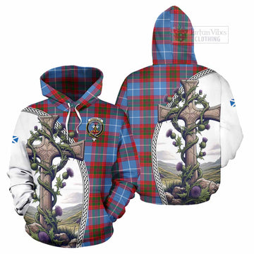 Congilton Tartan Hoodie with Family Crest and St. Andrew's Cross Accented by Thistle Vines Zip Hoodie - Tartan Vibes Clothing