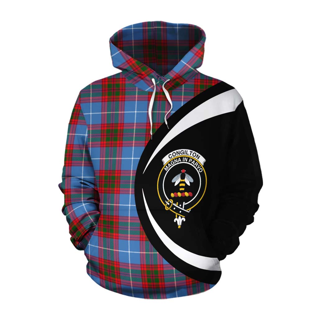 Congilton Tartan Cotton Hoodie with Family Crest Circle Style Pullover Hoodie XS - Tartan Vibes Clothing