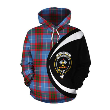 Congilton Tartan Cotton Hoodie with Family Crest Circle Style Pullover Hoodie XS - Tartan Vibes Clothing