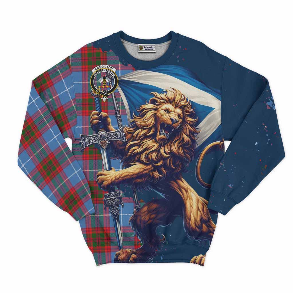 Congilton Tartan Family Crest Sweatshirt with Scottish Majestic Lion Unisex - Tartan Vibes Clothing
