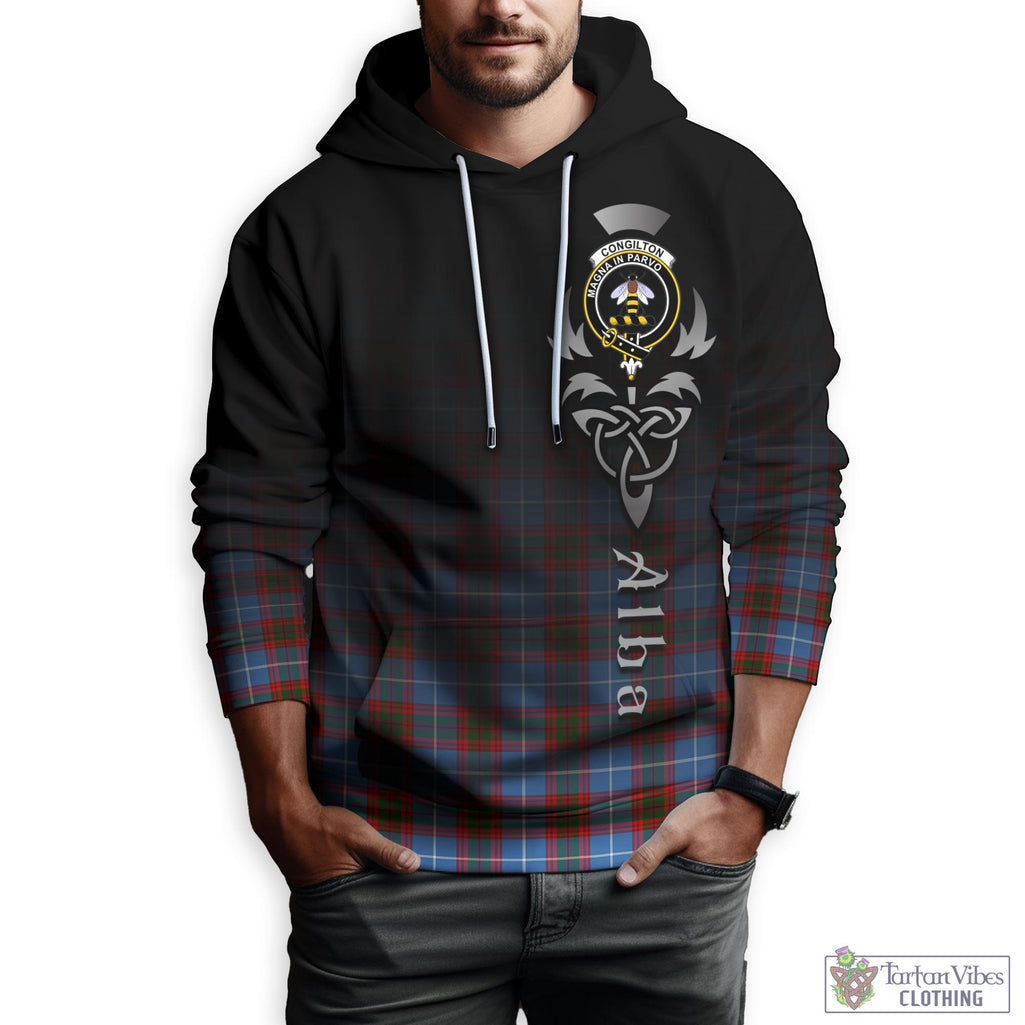 Congilton Tartan Hoodie Featuring Alba Gu Brath Family Crest Celtic Inspired Zip Hoodie - Tartan Vibes Clothing