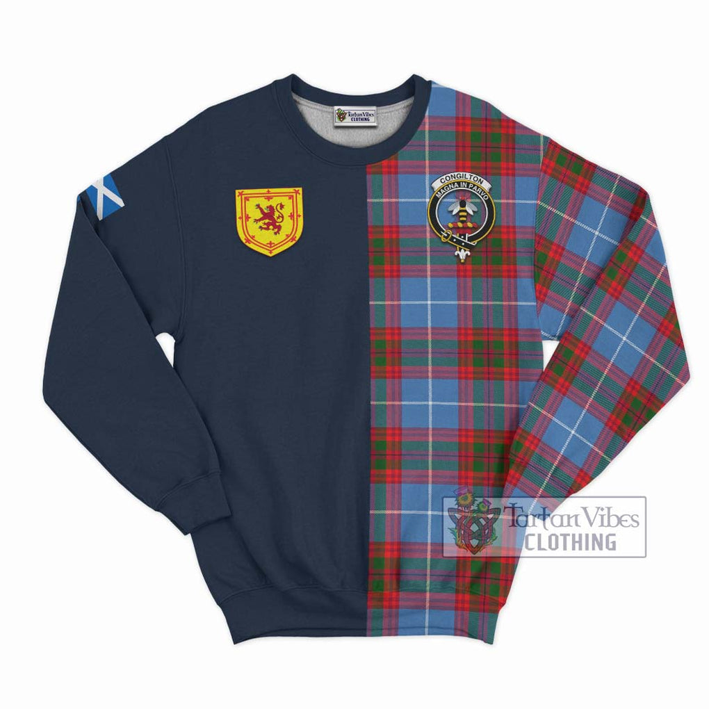Congilton Tartan Sweatshirt Alba with Scottish Lion Royal Arm Half Style Unisex - Tartan Vibes Clothing