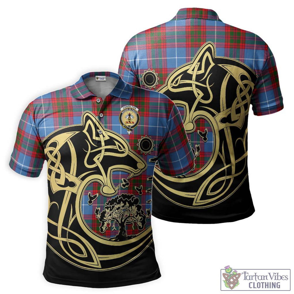 Congilton Tartan Polo Shirt with Family Crest Celtic Wolf Style Kid - Tartan Vibes Clothing