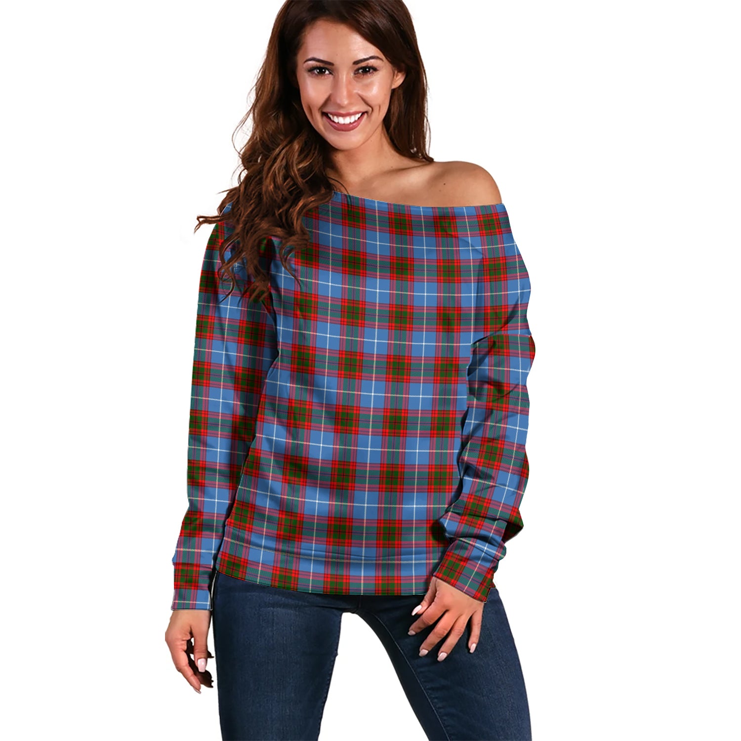 Congilton Tartan Off Shoulder Women Sweater Women - Tartan Vibes Clothing