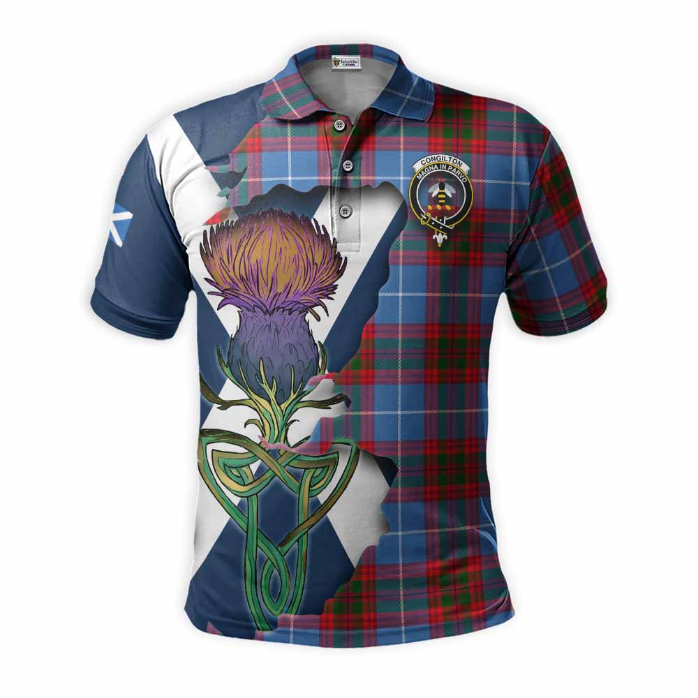 Congilton Tartan Family Crest Polo Shirt Scottish Thistle Celtic Inspired Kid - Tartan Vibes Clothing