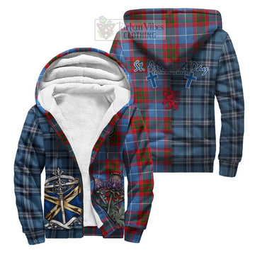 Congilton Tartan Sherpa Hoodie Happy St. Andrew's Day Half Tartan Style Unisex S - Tartan Vibes Clothing