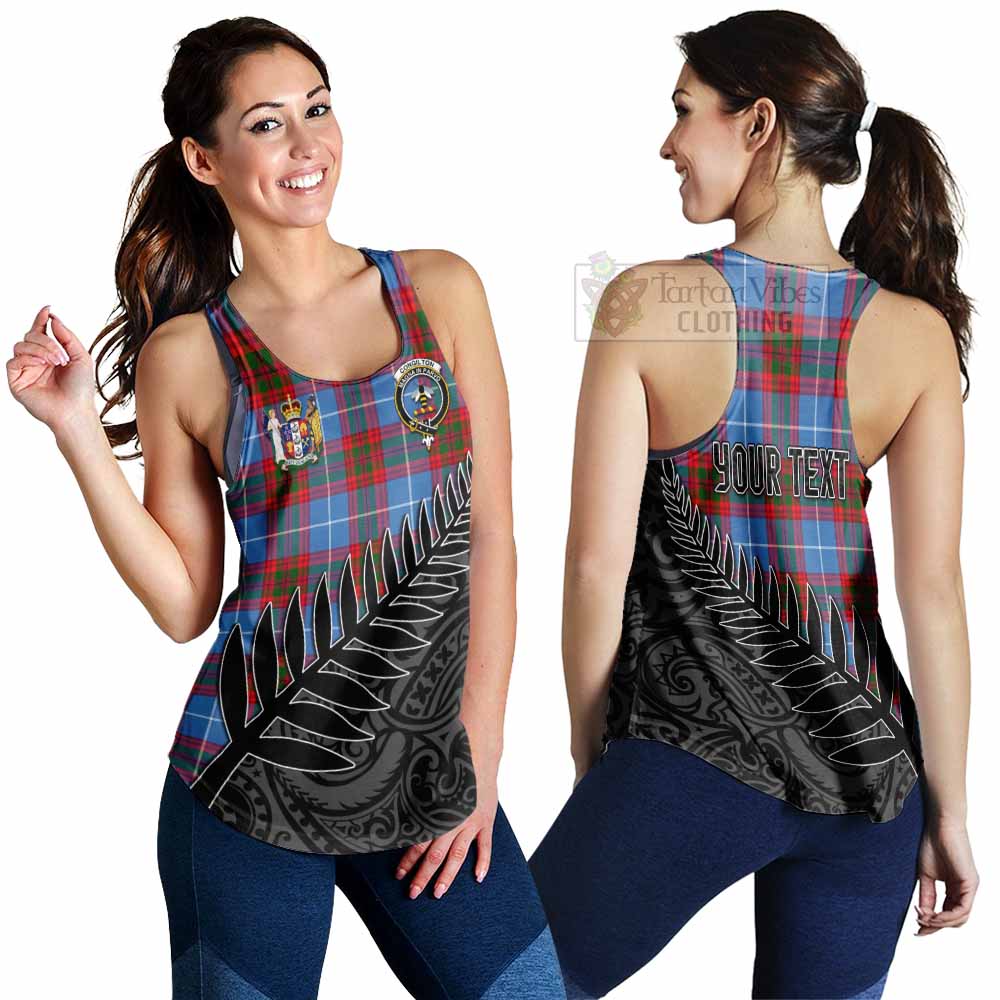 Congilton Crest Tartan Women's Racerback Tanks with New Zealand Silver Fern Half Style 4XL - Tartan Vibes Clothing