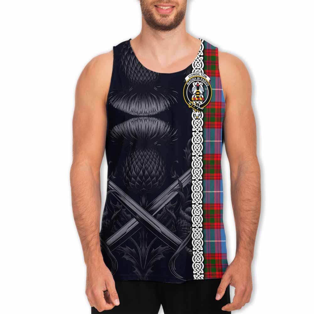 Congilton Tartan Men's Tank Top with Family Crest Cross Sword Thistle Celtic Vibes Men - Tartan Vibes Clothing