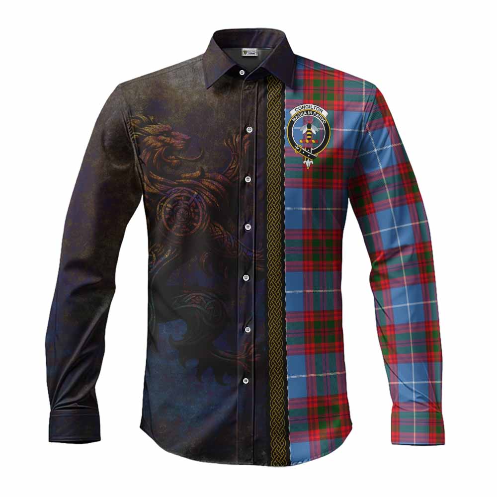 Congilton Tartan Family Crest Long Sleeve Button Shirt Alba Gu Brath Be Brave Lion Ancient Style Men's Shirt S - Tartan Vibes Clothing