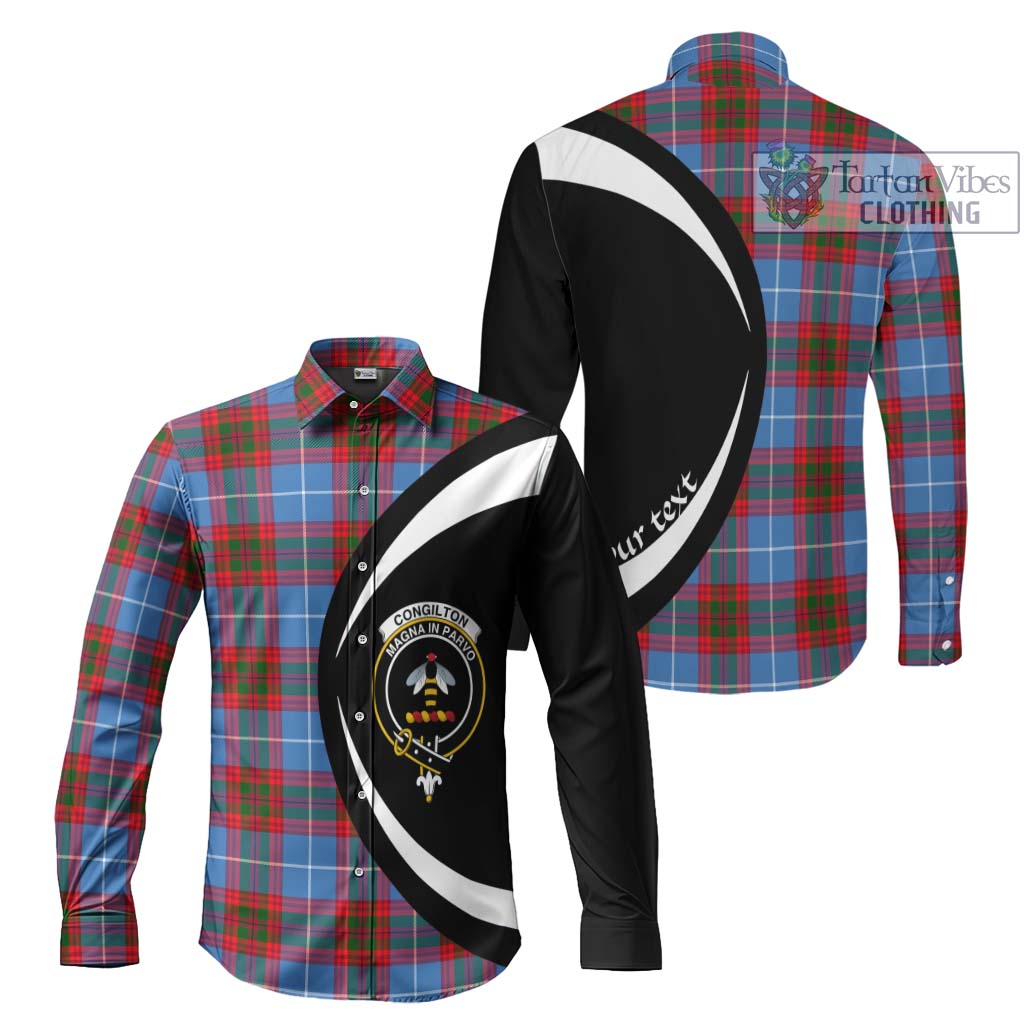 Congilton Tartan Long Sleeve Button Up with Family Crest Circle Style Men's Shirt S - Tartan Vibes Clothing