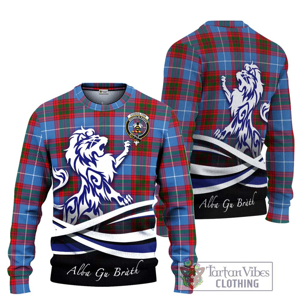 Congilton Tartan Ugly Sweater with Alba Gu Brath Regal Lion Emblem Unisex - Tartan Vibes Clothing