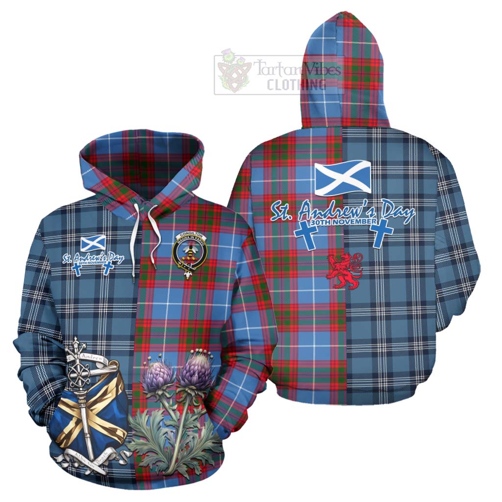 Congilton Tartan Hoodie Happy St. Andrew's Day Half Tartan Style Zip Hoodie - Tartan Vibes Clothing