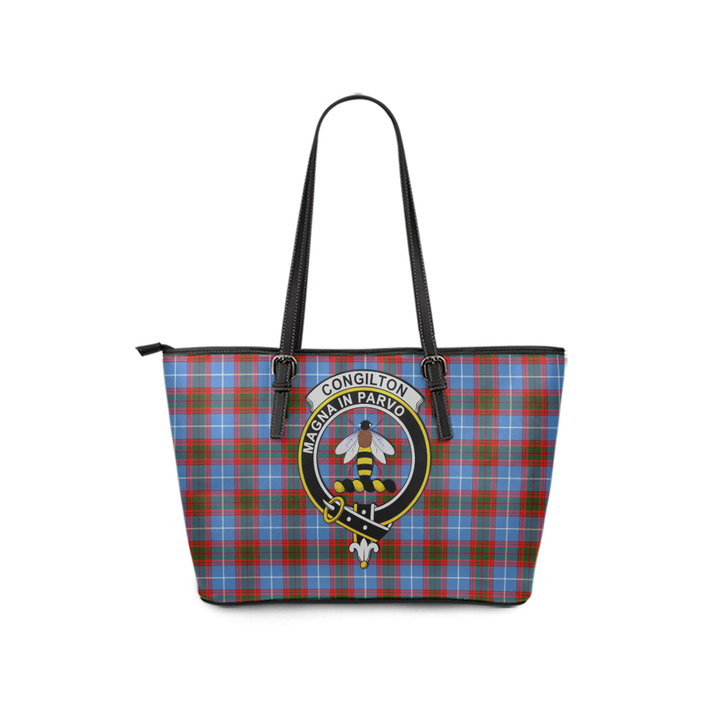 Congilton Tartan Leather Tote Bag with Family Crest - Tartan Vibes Clothing