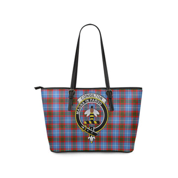 Congilton Tartan Leather Tote Bag with Family Crest - Tartan Vibes Clothing