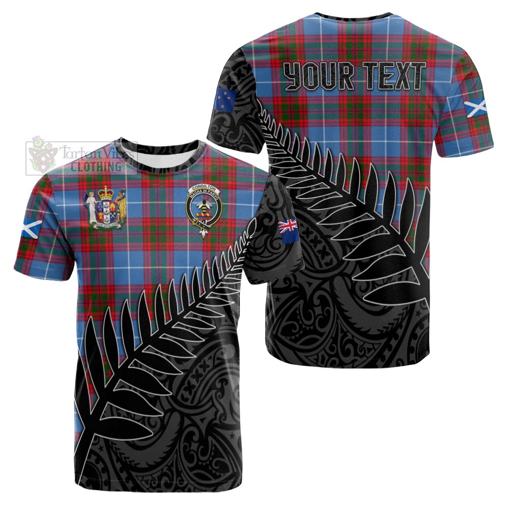 Congilton Crest Tartan Cotton T-shirt with New Zealand Silver Fern Half Style Kid's Shirt - Tartan Vibes Clothing