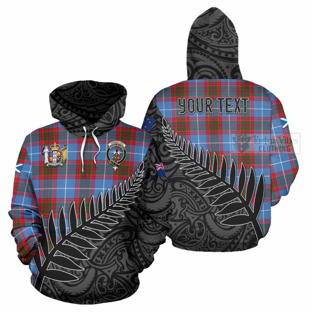 Congilton Crest Tartan Hoodie with New Zealand Silver Fern Half Style Zip Hoodie - Tartan Vibes Clothing