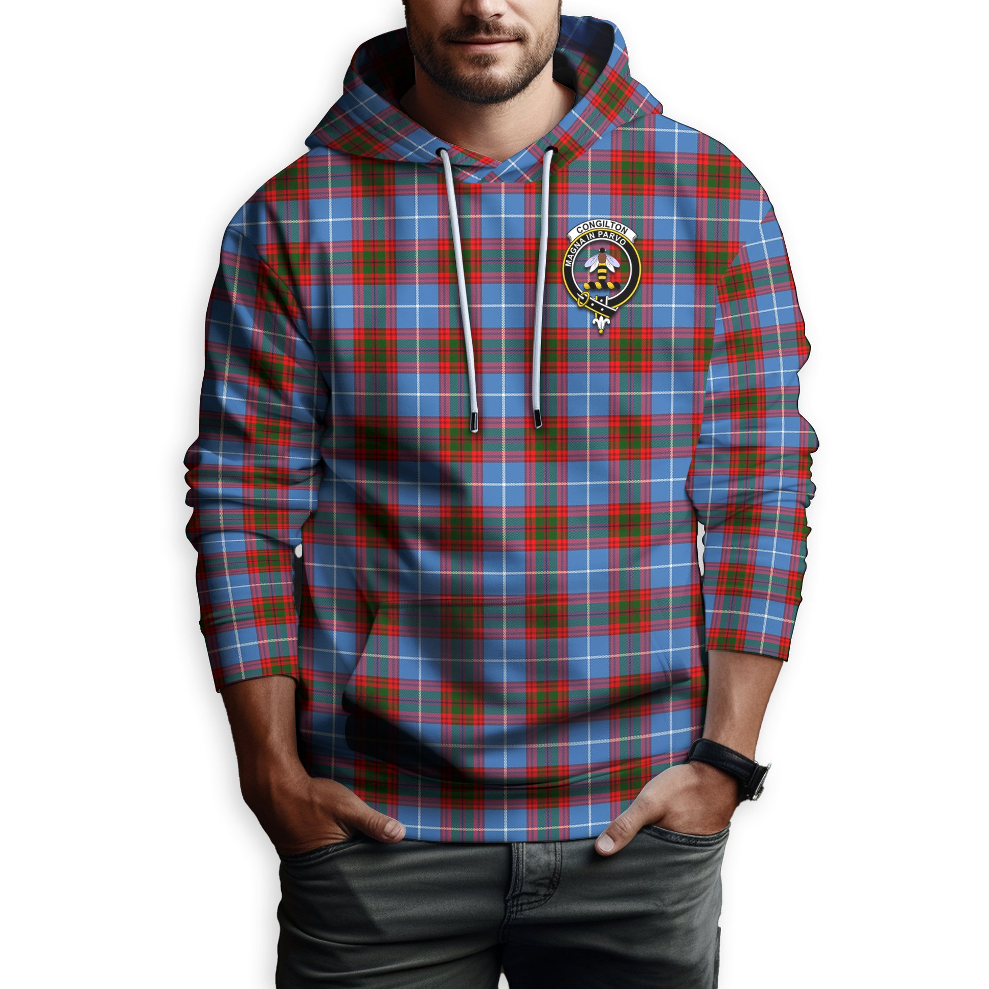 Congilton Tartan Hoodie with Family Crest Zip Hoodie - Tartan Vibes Clothing