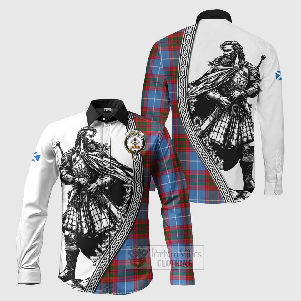 Congilton Tartan Clan Crest Long Sleeve Button Shirt with Highlander Warrior Celtic Style Men's Shirt S - Tartan Vibes Clothing