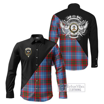 Congilton Tartan Long Sleeve Button Shirt with Family Crest and Military Logo Style Men's Shirt S - Tartanvibesclothing Shop