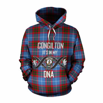 Congilton Tartan Cotton Hoodie with Family Crest DNA In Me Style Pullover Hoodie XS - Tartan Vibes Clothing