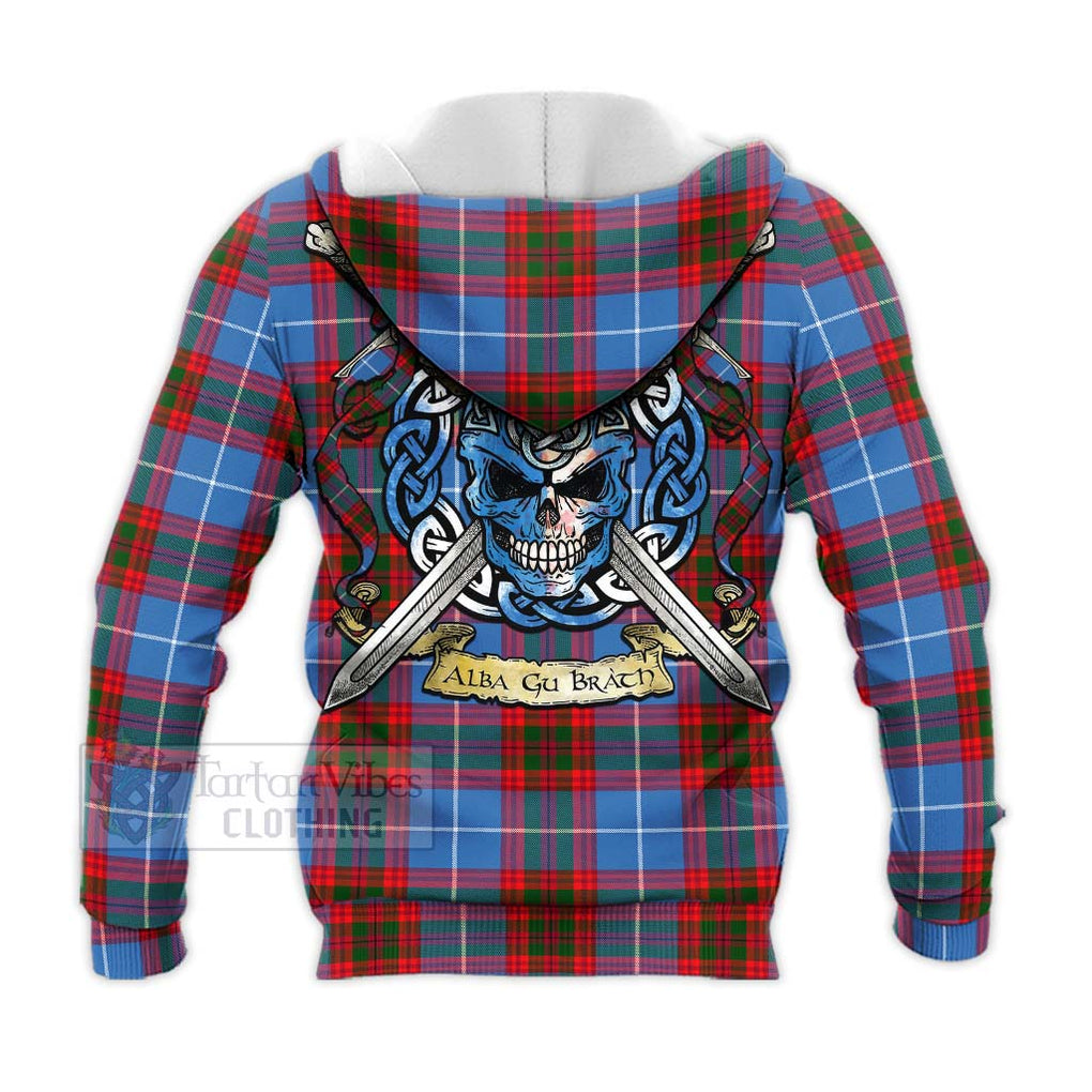 Congilton Tartan Knitted Hoodie with Family Crest Celtic Skull Style - Tartan Vibes Clothing