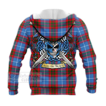 Congilton Tartan Knitted Hoodie with Family Crest Celtic Skull Style - Tartan Vibes Clothing