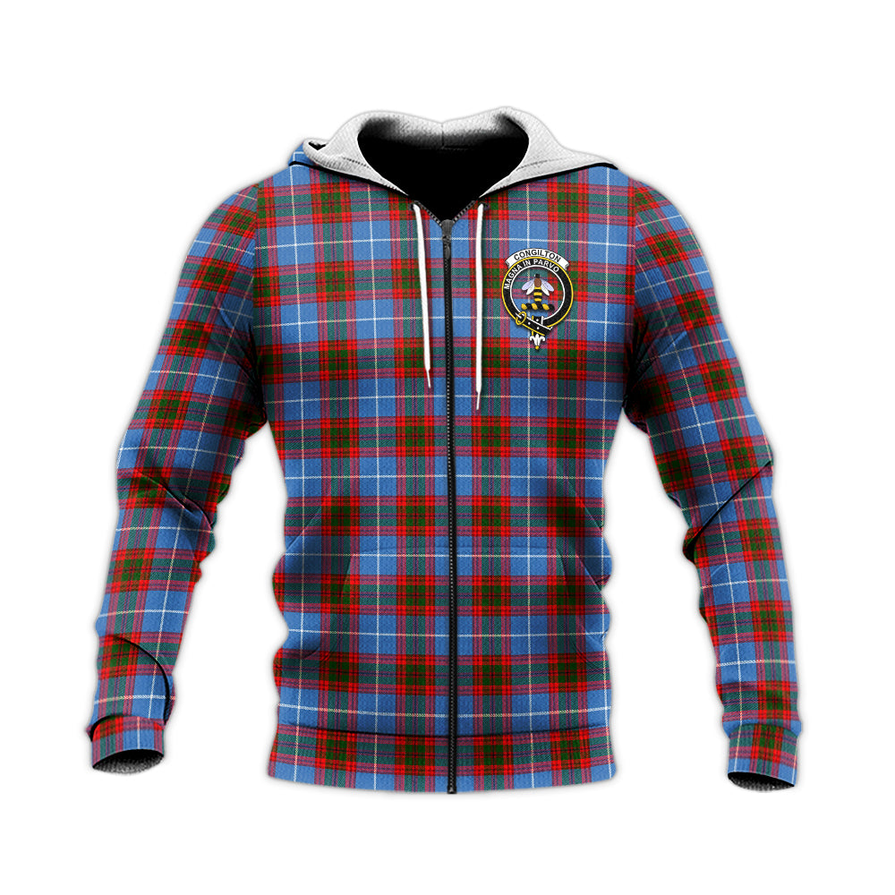Congilton Tartan Knitted Hoodie with Family Crest Unisex Knitted Zip Hoodie - Tartan Vibes Clothing