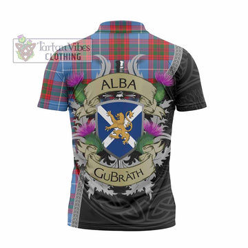 Congilton Tartan Family Crest Zipper Polo Shirt Lion Rampant Royal Thistle Shield Celtic Inspired - Tartan Vibes Clothing