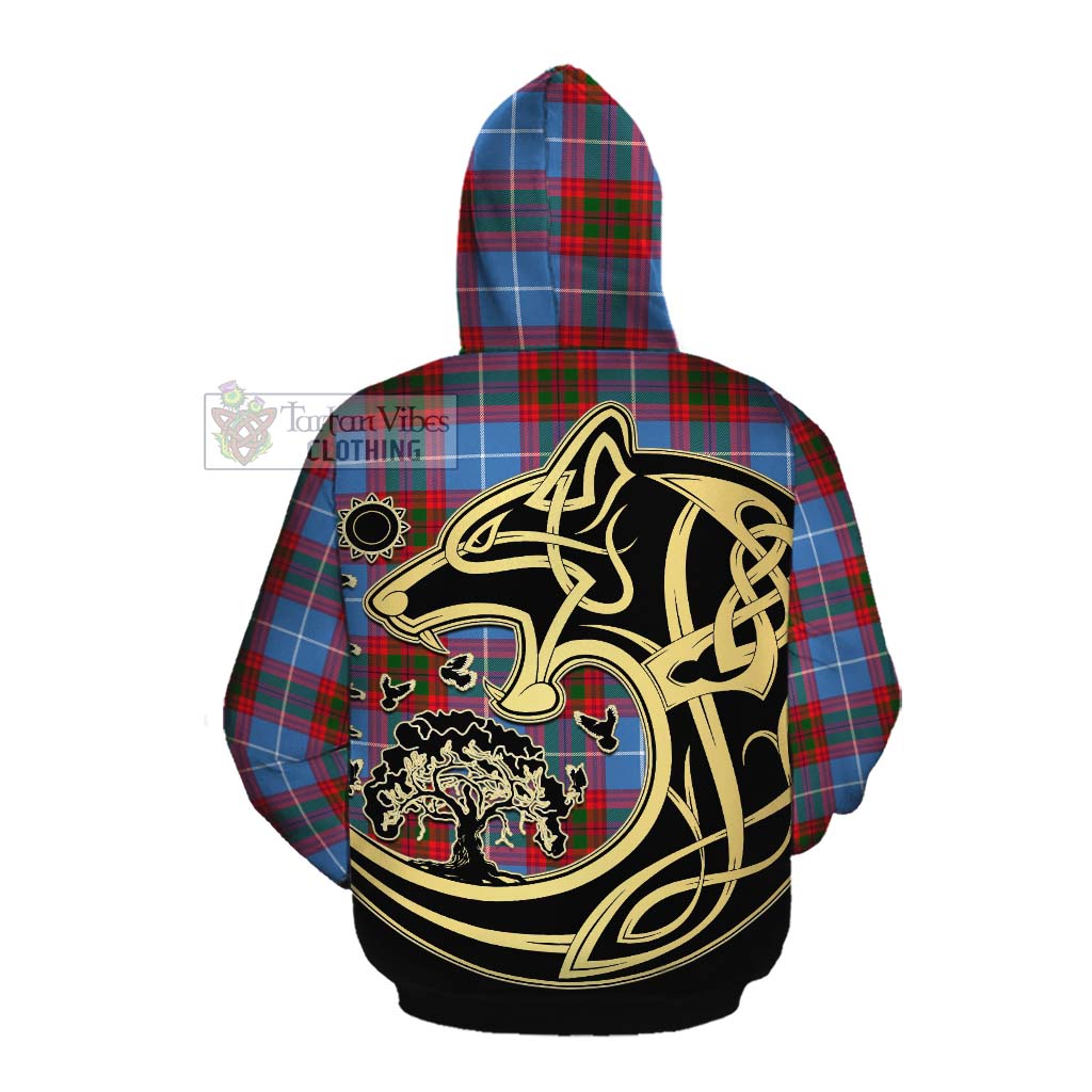 Congilton Tartan Cotton Hoodie with Family Crest Celtic Wolf Style Pullover Hoodie - Tartan Vibes Clothing