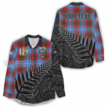 Congilton Crest Tartan Women's Casual Shirt with New Zealand Silver Fern Half Style - Tartan Vibes Clothing