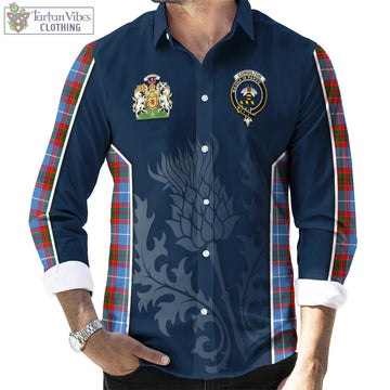 Congilton Tartan Long Sleeve Button Up Shirt with Family Crest and Scottish Thistle Vibes Sport Style - Tartan Vibes Clothing