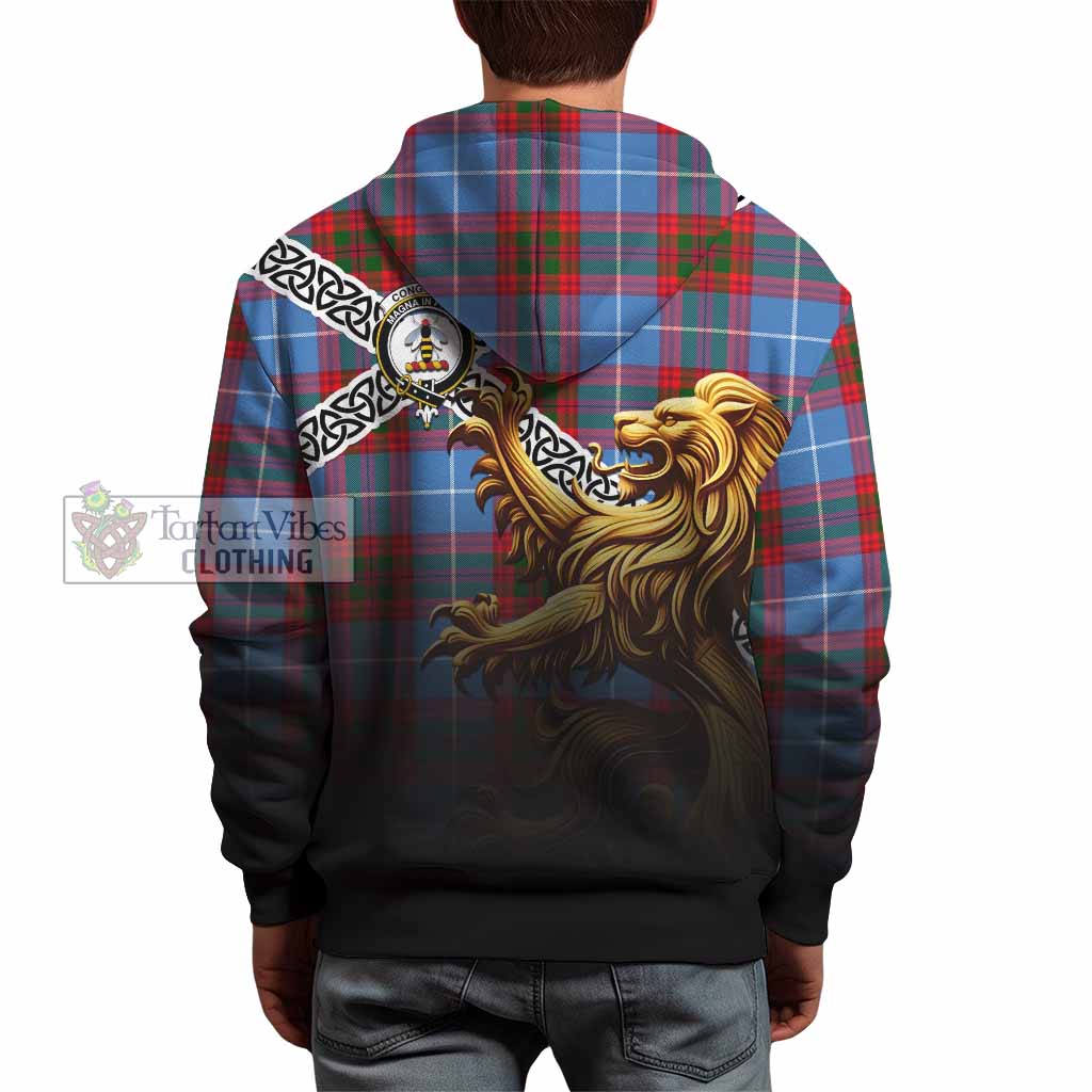Congilton Crest Tartan Hoodie with Golden Lion Emblem Celtic Style - Tartan Vibes Clothing