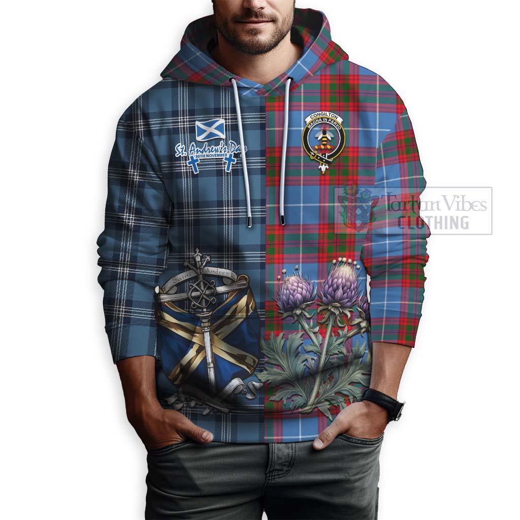 Congilton Tartan Hoodie Happy St. Andrew's Day Half Tartan Style - Tartan Vibes Clothing
