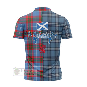 Congilton Tartan Zipper Polo Shirt Happy St. Andrew's Day Half Tartan Style - Tartan Vibes Clothing