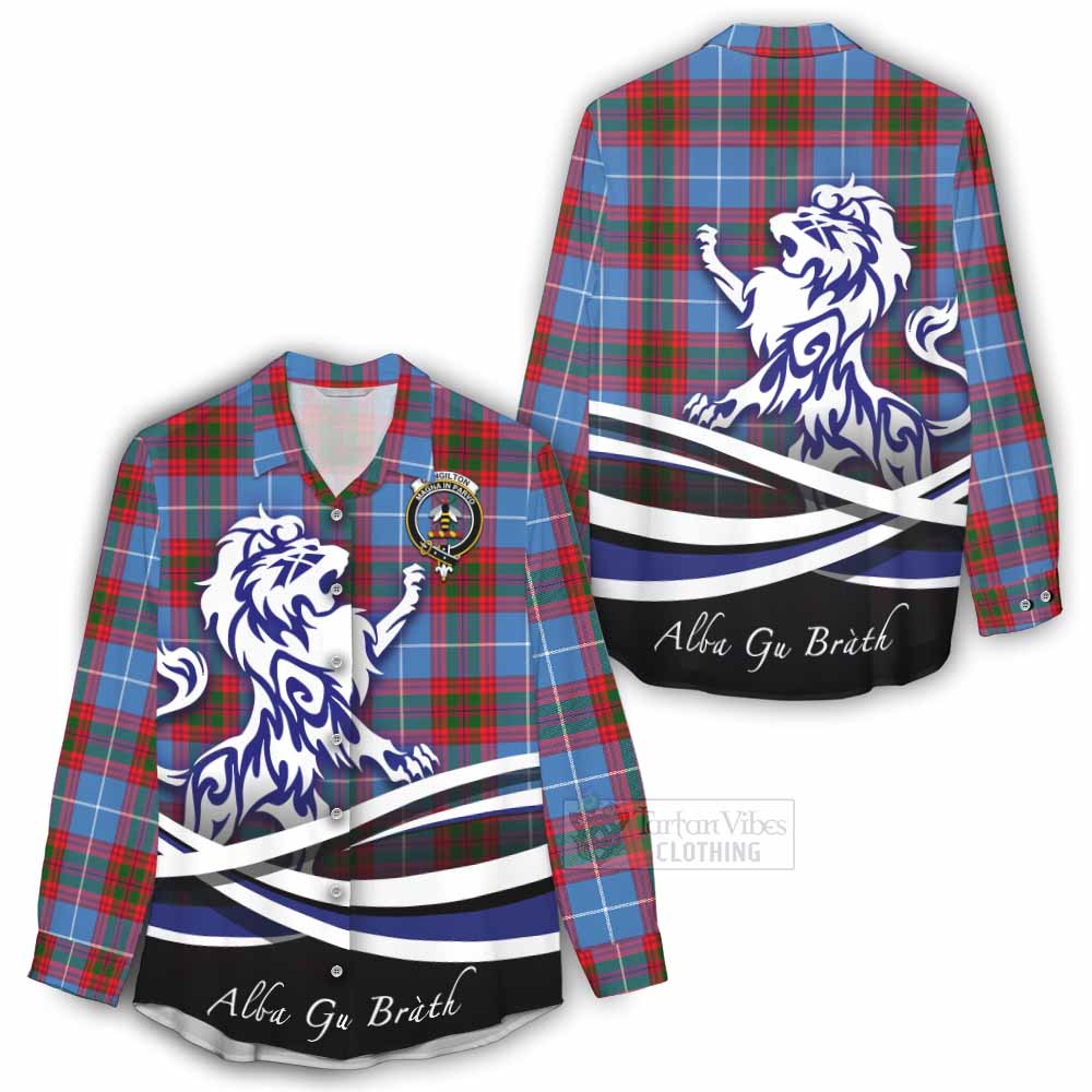 Congilton Tartan Women's Casual Shirt with Alba Gu Brath Regal Lion Emblem - Tartan Vibes Clothing