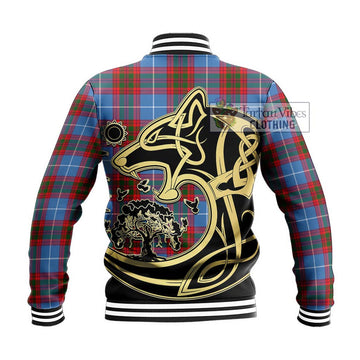 Congilton Tartan Baseball Jacket with Family Crest Celtic Wolf Style - Tartan Vibes Clothing