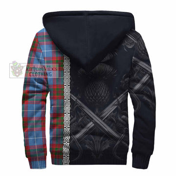 Congilton Tartan Sherpa Hoodie with Family Crest Cross Sword Thistle Celtic Vibes - Tartan Vibes Clothing